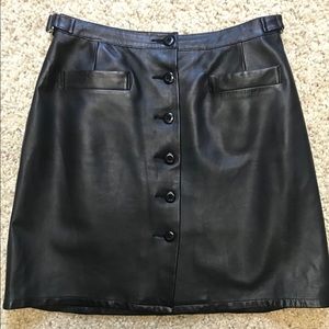 Black leather mini skirt